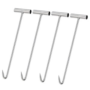 Unique Bargains Stainless Steel T-Handle Kitchen Butcher Shop Meat Boning Hook 4 Pcs - 1 of 3