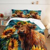 Acoinel 3 Pcs Cow and Sunflower Lightwight Ultra Soft Comforter Set with 2 Pillowcases, Brown - 3 of 4