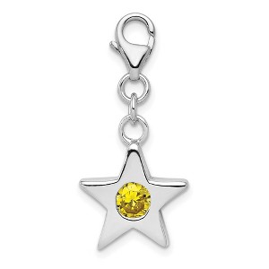 Black Bow Jewelry Sterling Silver November CZ Birthstone 13mm Star Clip-on Charm - 1 of 4
