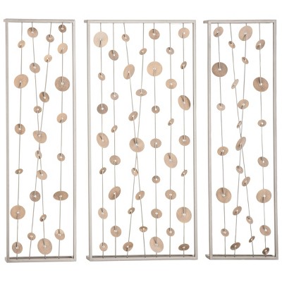 Set of 3 Contemporary Beige Metal Wall Decor - Olivia & May