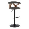 LumiSource Set of 2 Gardenia Adjustable Barstools Black Metal/Walnut Wood/Charcoal Fabric - 2 of 4