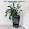 Tall Planter Set of 2 Large Rattan Flower Pot with 2 Trays & a Water Level Monitor & Wheels Outdoor and Indoor for Patio, Porch, Living Room - 2 of 4