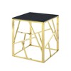 VYNXARIA 20 Inch Modern Glass End Table with Geometric Metal Frame, Accent Table Nightstand Furniture Corner Table for Living Room,Gold - 2 of 4
