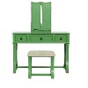 Vynxaria Unique Modern Bedroom Vanity Set with Stool - Cherry Finish, Foldable Mirror - 2 of 4