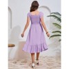 Coolmee Women Summer Maternity Maxi Dress Sweetheart Neck Short Sleeve Smocked Boho Drawstring Long Dress Photoshoot Baby Shower - 4 of 4