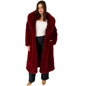 June + Vie by Roaman's Women's Plus Size Shaggy Faux Fur Coat - 1 of 4