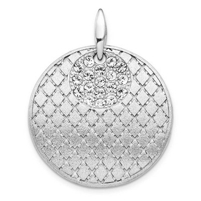 Black Bow Jewelry Sterling Silver and Crystal Cluster Brushed Circle Pendant, 30 x 37mm