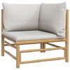 vidaXL Patio Corner Sofas with Light Gray Cushions 2 pcs Bamboo - 4 of 4