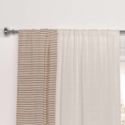 84"x50" Woven Striped Border Blackout Curtain Panel Brown - Threshold™
