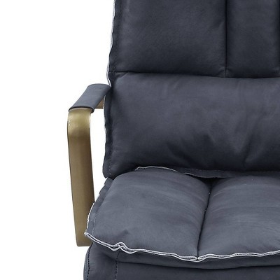 Gray Leather Executive Swivel Office Chair with Metal Accents