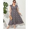 Clearlove Women's Summer Plus Size Dress Ruffle Cap Sleeveless V Neck Side Split Long Beach Maxi Dress - 2 of 4