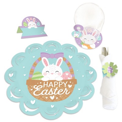 Big Dot of Happiness Spring Easter Bunny - Happy Easter Party Paper Charger and Table Decorations - Chargerific Kit - Place Setting for 8