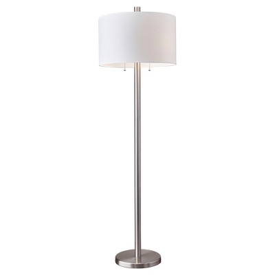 black and silver floor lamp