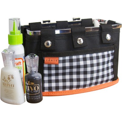 Chrome Double Pocket Table Tidy with Removable Fabric