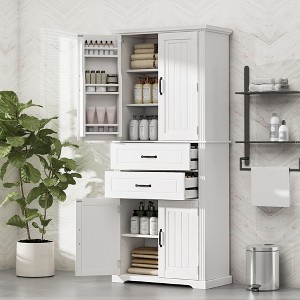 PAGED Storage Cabinet 32.6" Bathroom Organizer with 3 Drawers, Adjustable Shelves and 3 Doors, Freestanding Office Storage Unit for Room - 1 of 4