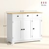 Kitchen Storage Cabinet, Sideboard Floor Cupboard with Solid Wood Top, Adjustable Shelf, and 3 Drawers - 3 of 4