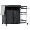 Cesicia 63.9" W Outdoor Kitchen Storage Island with Foldable Side Tabletop, Ample Storage Space, Bottle Opener for Outside BBQ, Patio, Dark Brown - 2 of 4