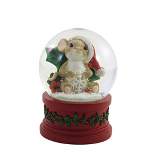 Charming Tails Make Your Holidays Sparkle  -  One Snow Globe 3.5 Inches -  Snow Glove Mouse  -  133496  -  Glass  -  Red