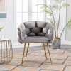 Dronkon Set of 2 Velvet Accent Chairs, Modern Knit Design with Gold Metal Legs for Living Room & Bedroom - 3 of 4