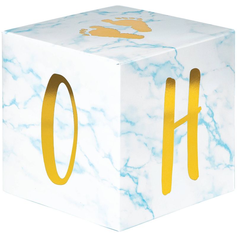 3ct Marble Baby Shower &#39;Oh Baby&#39; Blocks Centerpieces Party D&#233;cor and Accessories Blue, 2 of 6