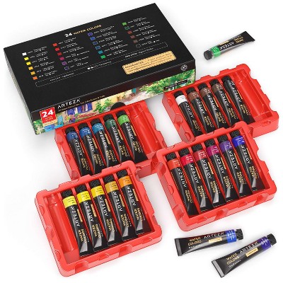 Arteza Professional Watercolor Artist Paint Set, 12ml Tubes, Assorted Colors, Non-Toxic - 24 Pack (ARTZ-8158)