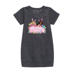 - Barbie - Easter Graphic Short Sleeve Fleece Dress - 1 of 2