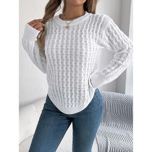 Sweaters for Women Lightweight Lantern Long Sleeve Women Sweater Crewneck Waffle Knit Pullover Sweaters - 1 of 4
