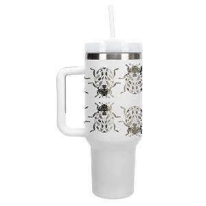 Elanze Designs Floral Beetle Bug Insect 40 oz. Stainless Steel, Large Water Bottle Coffee Mug, Spill & Leak Resistant, Thermal Travel Tumbler with - 1 of 1