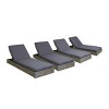 Christopher Knight Home Ian Acacia Wood Armless Adjustable Chaise Lounge with 4" Thick Cushion - 2 of 4