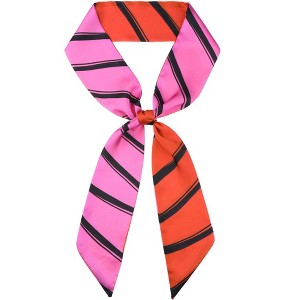 INSPIRE CHIC Women's Striped Printed Skinny Long Satin Silky Neck Scarves 1Pc - 1 of 4