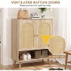 Rattan Shoe Cabinet with Doors, 4-Tier Shoe Storage Cabinet for Entryway, Shoe Rack Organizer Cabinet with Woven Rattan Doors and Adjustable Shelves - 3 of 4