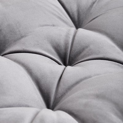Gray Square Tufted Faux Velvet Floor Pillow