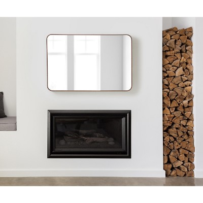 Zayda Sleek Walnut Brown Aluminum Rectangular Wall Mirror 24x36