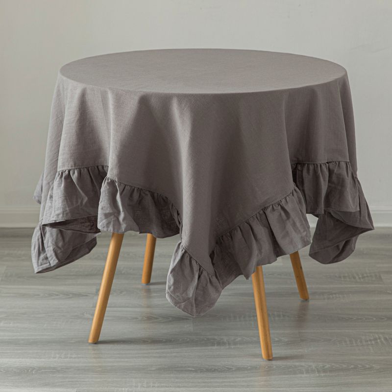 Deerlux 100% Pure Linen Washable Tablecloth with Ruffle Trim, 1 of 7