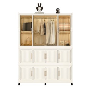 INFURNIC Armoires Portable Wardrobe Closet with Magnetic Doors and Hanging Rod for Easy Storage, White, 48.03"*17.72"*62.2" - 1 of 4