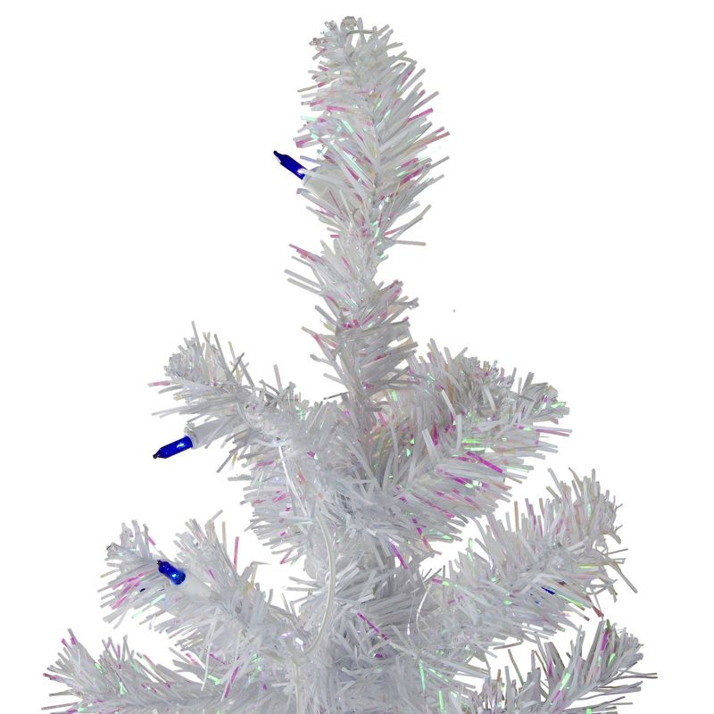 Northlight 4' Pre-Lit Medium White Iridescent Pine Artificial Christmas Tree - Blue Lights, 4 of 7