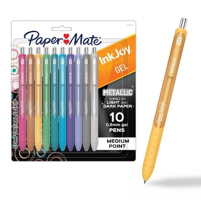 Paper Mate Inkjoy Retractable Gel Pen Medium Point 0.8mm  Assorted Metallic Ink 10/Pack (2208638)