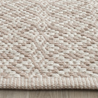 Ivory Beige Geometric Flat Woven Cotton Area Rug