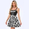 Allegra K Women's Plaid Lace Up Sweetheart Neck Sleeveless Flared Party Mini Dress - 3 of 4