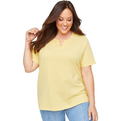 Catherines Women's Plus Size Suprema Pleat-Neck Tee