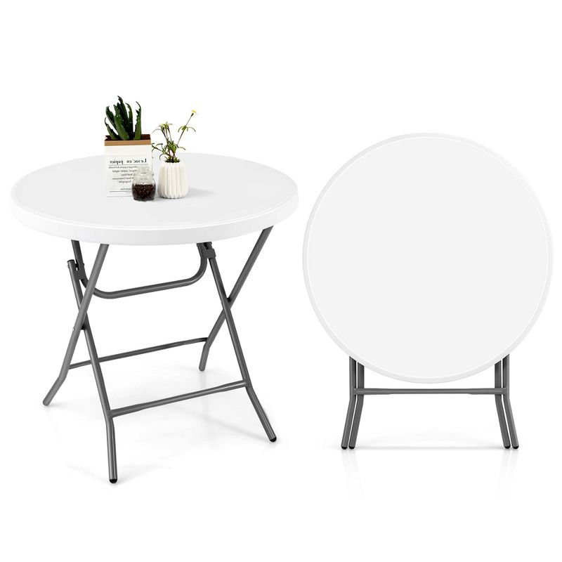 Costway 32'' Round Folding Table Portable & Lightweight Table for Indoor & Outdoor Use White, 1 of 11