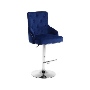 Meridian Furniture,Claude Navy Velvet Adjustable Stool - 1 of 4