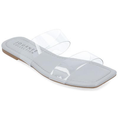 Journee Collection Womens Amata Lucite Strap Slide Sandals