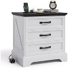 24-inch Wide Country-style Bedside Table and Side Table with a Charging Station and 3 Large Drawers, Small Space, White Side Table, One Pack - 2 of 4