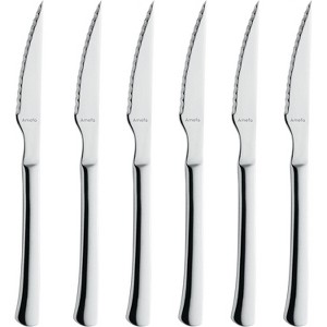 Amefa Chuletero Steak Knives, Set of 6, Hardened Stainless Steel, Hammered Ergonomic Handle Design, Micro Serrated Edge 4 Inch Blade Steak Knife - 1 of 4