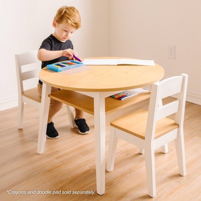 Light Wood and White Round Kids Table with Chairs Set