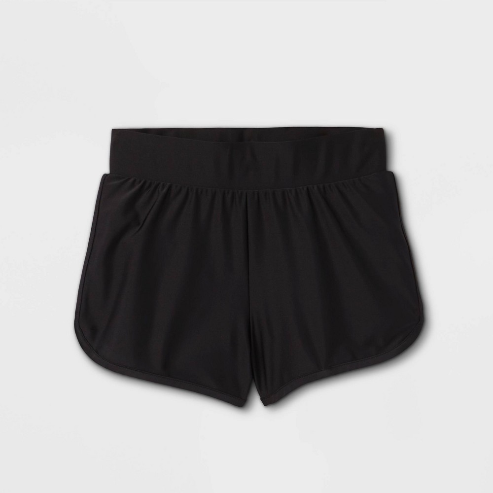 size Medium Girls' Solid Swim Shorts - Cat & Jack Black