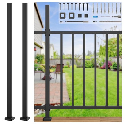 Galvanized Steel Corner Metal Fence Post with Flange and Post Cap (2 pack)