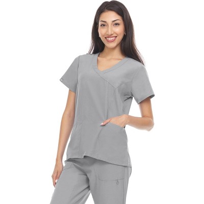 Hey Collection Women's Stretch Mock Neck Medical Scrub Top with Princess Seam