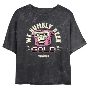 Junior's A Minecraft Movie Pink Sheep We Seek Gold Quote T-Shirt - 1 of 4